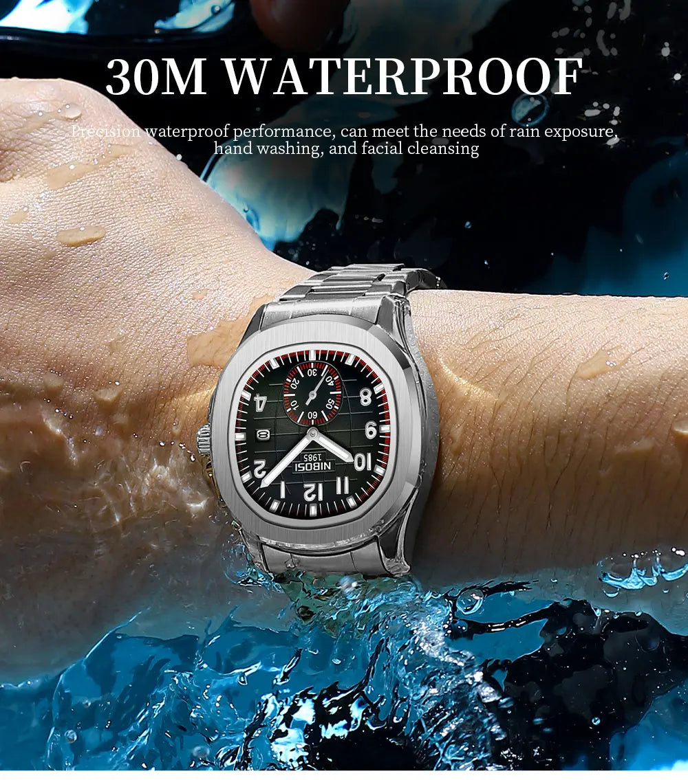 NIBOSI Sport Mens Watch Top Brand Luxury AQUANAUT Quartz Watches for Men Waterproof Luminous Stainless Steel Watch Reloj Hombre