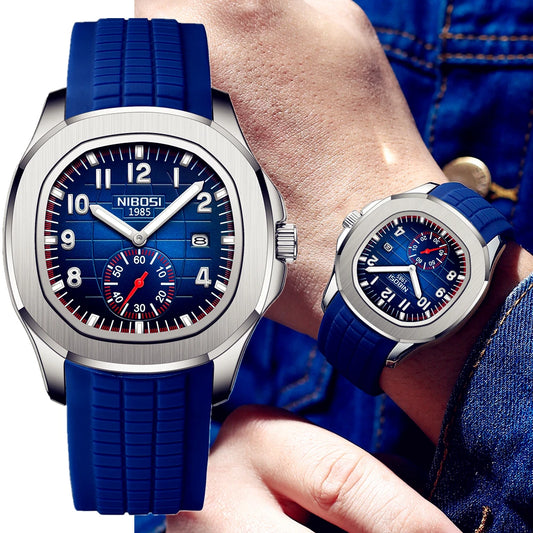 NIBOSI Sport Mens Watch Top Brand Luxury AQUANAUT Quartz Watches for Men Waterproof Luminous Stainless Steel Watch Reloj Hombre