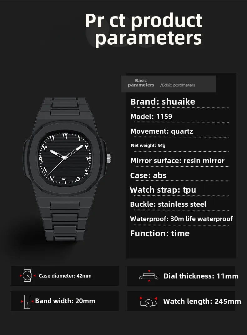 New Middle Eastern Arabic Numeral Dial Design Waterproof Quartz Men's Watch Casual Business Clock Customization