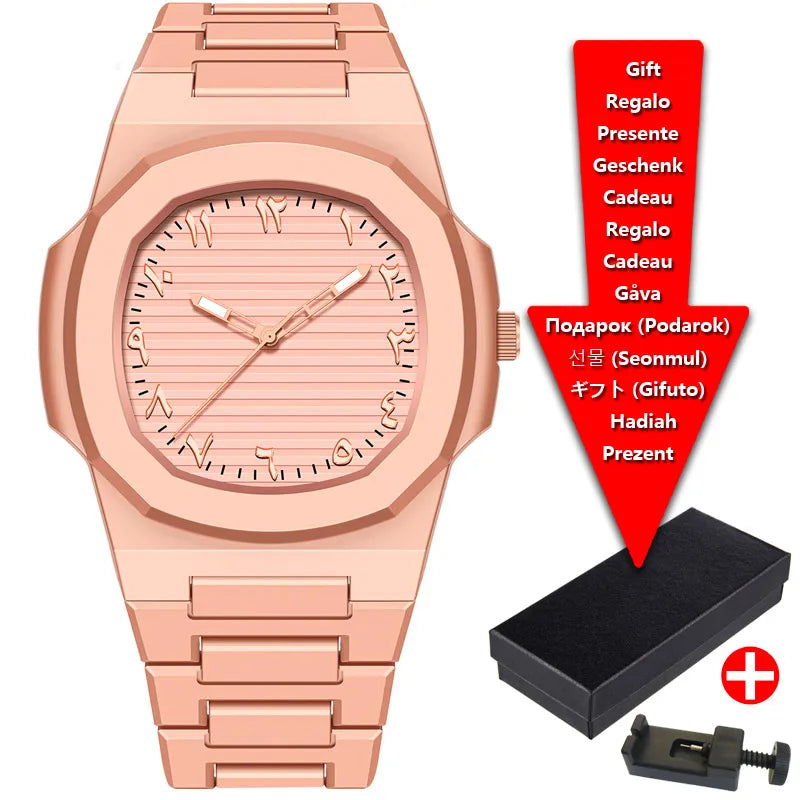 New Middle Eastern Arabic Numeral Dial Design Waterproof Quartz Men's Watch Casual Business Clock Customization