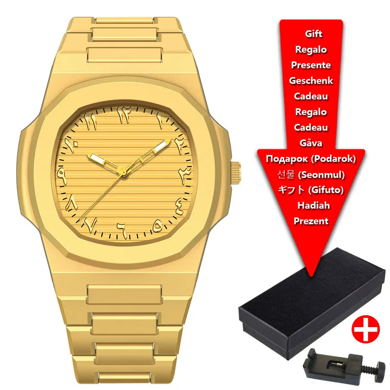 New Middle Eastern Arabic Numeral Dial Design Waterproof Quartz Men's Watch Casual Business Clock Customization